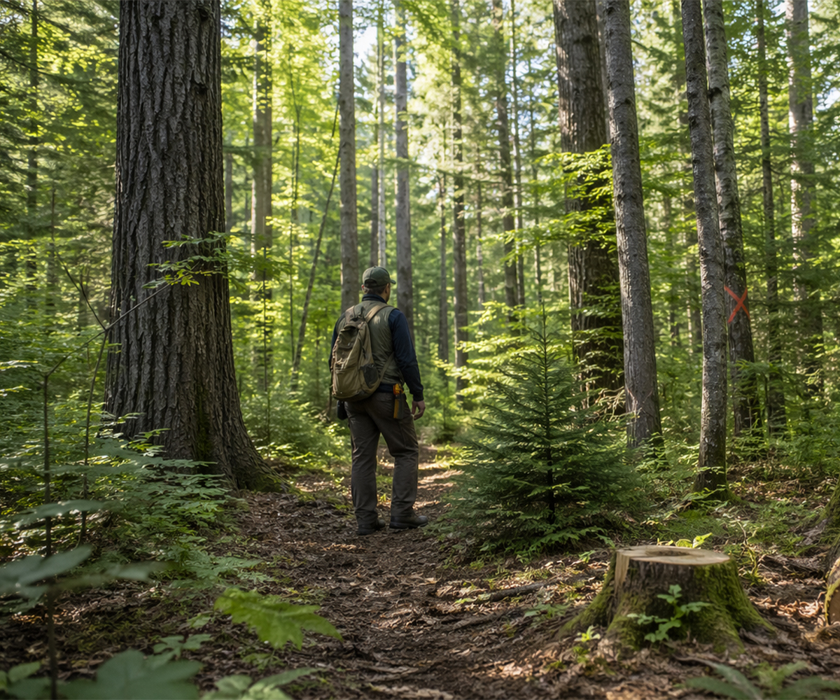 Woodland assessment in a mixed forest stand